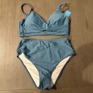 Cupshe Teal Bikini Set
